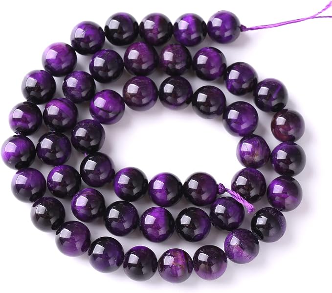 8mm 45pcs A+ Natural Purple Tiger Eye Stone Beads Round Spacer Loose Beads - Image 5