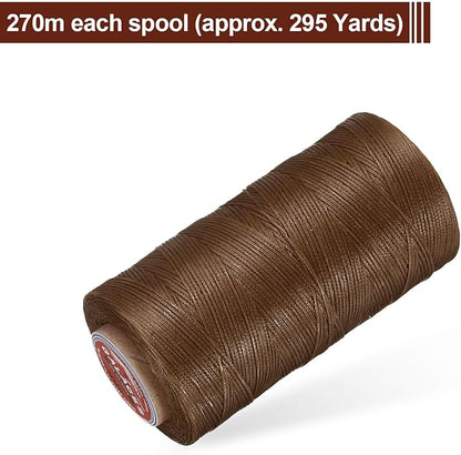 uxcell Flat Leather Sewing Waxed Thread, 270m / 295 Yards Polyester Wax String - Image 3