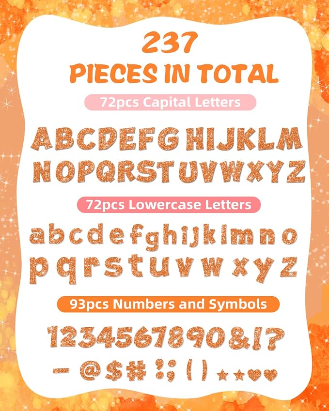 237 Pcs Glitter Bulletin Board Letters, Numbers and Punctuation, Poster Board - Image 2