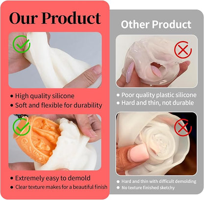 8Pcs Rose Flower Tulip Peony Heart Candle Soap Wax Mold Valentine Day Silicone - Image 3