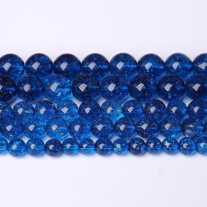 90pcs 4mm Natural Blue Crystal Crackle Quartz Stone Round Loose Beads - Image 2