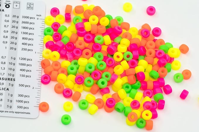 1.76 oz Mix of Big Pony Bagel Czech Glass Beads, 6mm Semi Matte Neon Mix - Image 2