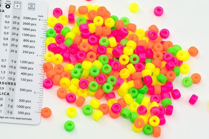 1.76 oz Mix of Big Pony Bagel Czech Glass Beads, 6mm Semi Matte Neon Mix - Image 6