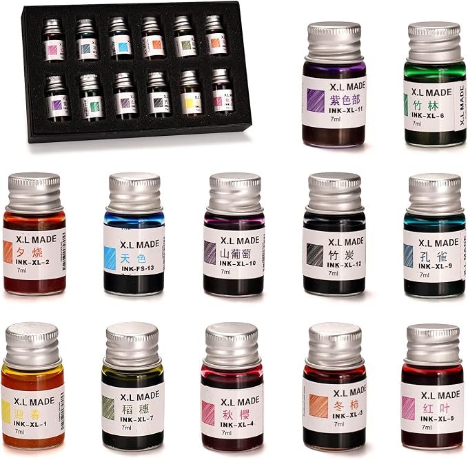AOMAYLL Drawing Inks, Calligraphy Inks, 12 Colorful Dip Pen Ink Set by Unknown