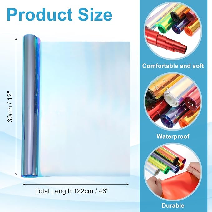 MECCANIXITY Holographic Clear PVC Vinyl Film Holographic PVC Fabric Waterproof - Image 2