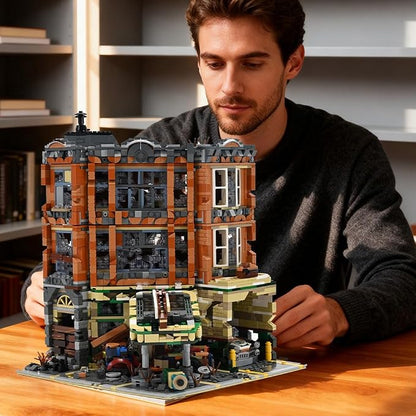 Retro Modular Buildings City Sets, Abandoned Expert Garage and Rusted Cars - Image 7