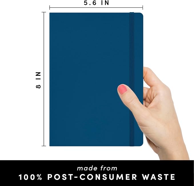 PAPERAGE Recycled Lined Journal Notebook, 160 Pages, Medium 5.6 in x 8 in - Image 2