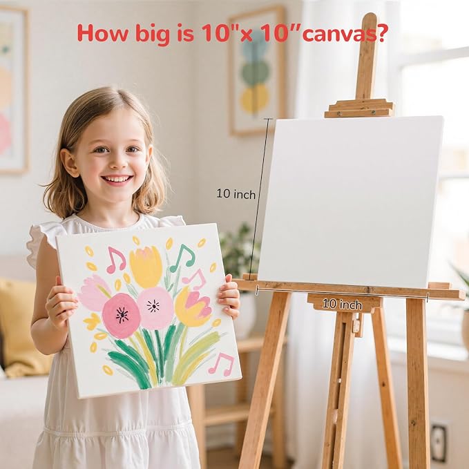 10x10inch Flat Canvas Boards for Painting 20 Pack Primed Acid Free Canvas - Image 2