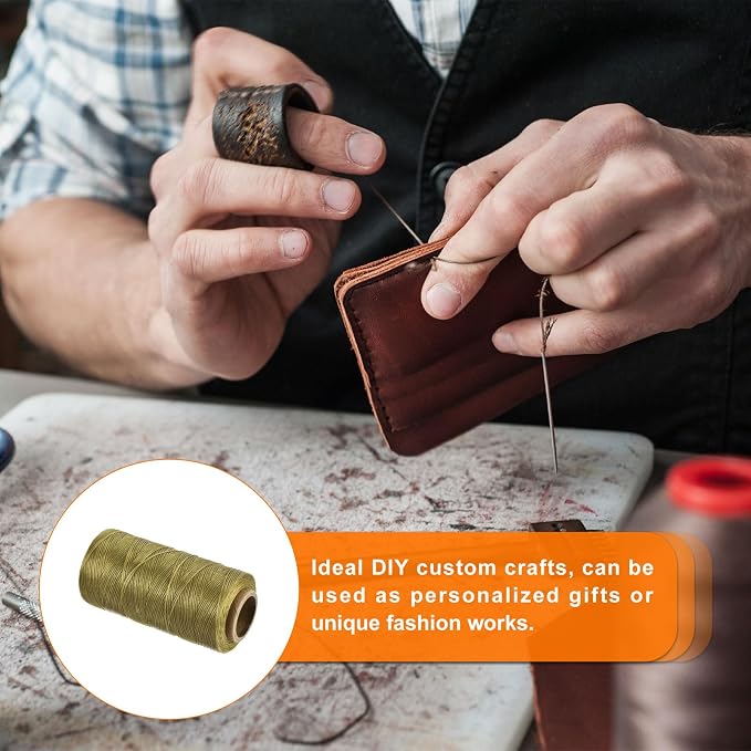 MECCANIXITY Waxed Thread, 284 Yard 0.8mm 150D Flat Wax Thread Polyester Waxed - Image 6