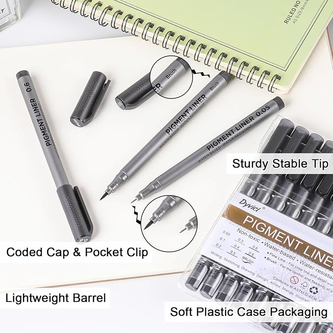 Dyvicl Micro-Pen Fineliner Pens, Journaling, 9 Pack - Image 3