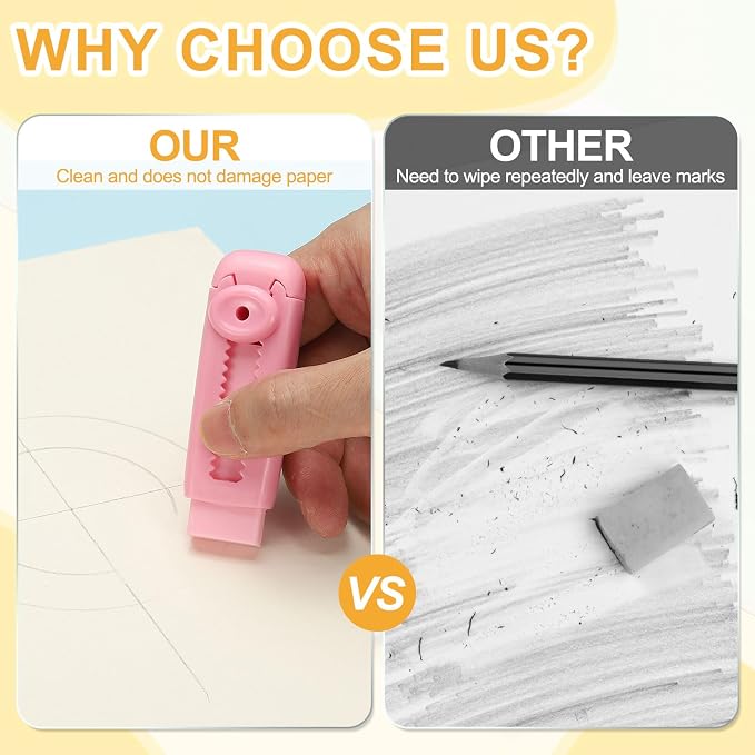 PATIKIL 4 Pack Erasers, Sliding Retractable Eraser Push Pull Cute Pencil - Image 5