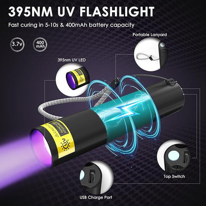 UV Resin Kit with Light, 100g UV Resin with Rechargeable 395NM UV Flashlight - Image 2