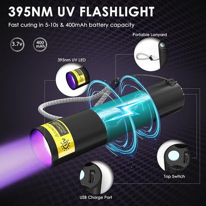 UV Resin Kit with Light, 50g UV Resin with Rechargeable 395NM UV Flashlight - Image 2