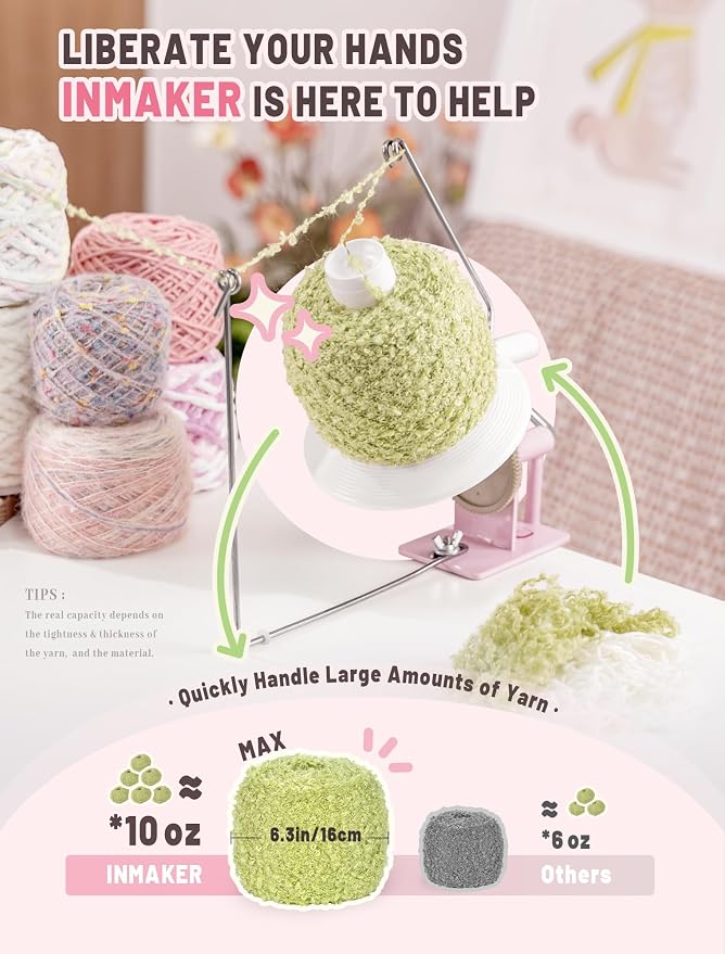 INMAKER Yarn Winder and Swift, 10oz Yarn Ball Winder Large Capacity - Image 4