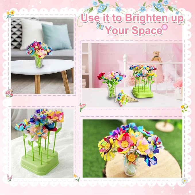 Xuoent Fabric Flower Bouquets Toys, Kids Craft Kits Ages 4-12, DIY Flower - Image 4
