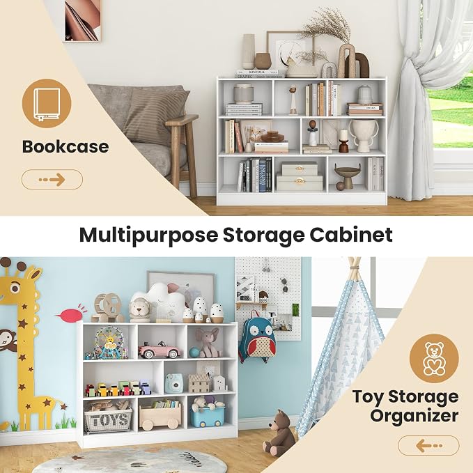 Toy Storage Organizer, 3-Tier Kids Bookshelf, 8 Cube Kids' Bookcases, Cabinets - Image 9