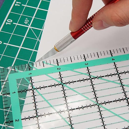 MANUFORE 4pcs Square Quilting Ruler Sewing Acrylic Ruler Anti-Slip Metric Ruler - Image 4