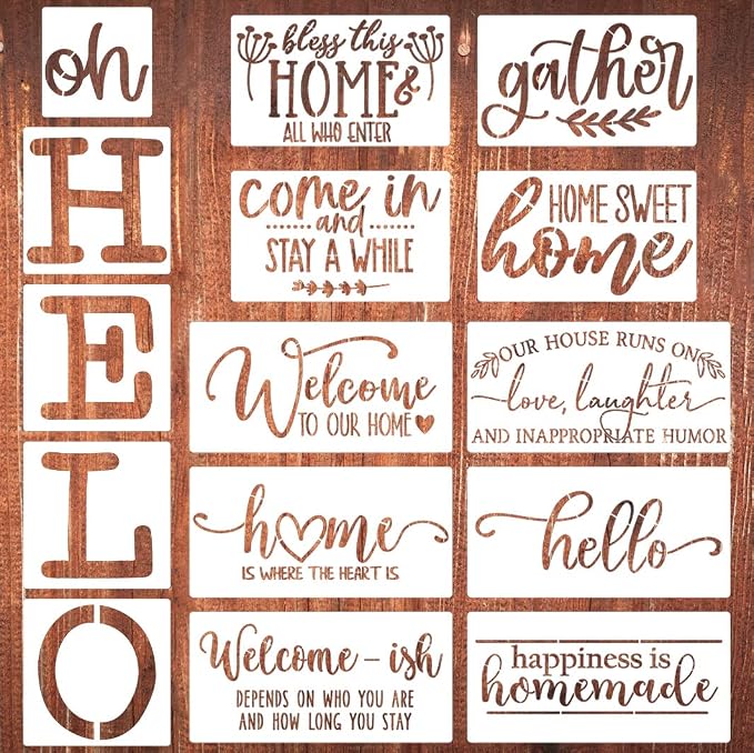 Welcome Stencils for Painting 12” Oh Hello Stencils Welcome-ish Stencil Gather by zosylley