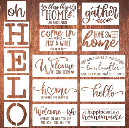 Welcome Stencils for Painting 12” Oh Hello Stencils Welcome-ish Stencil Gather by zosylley