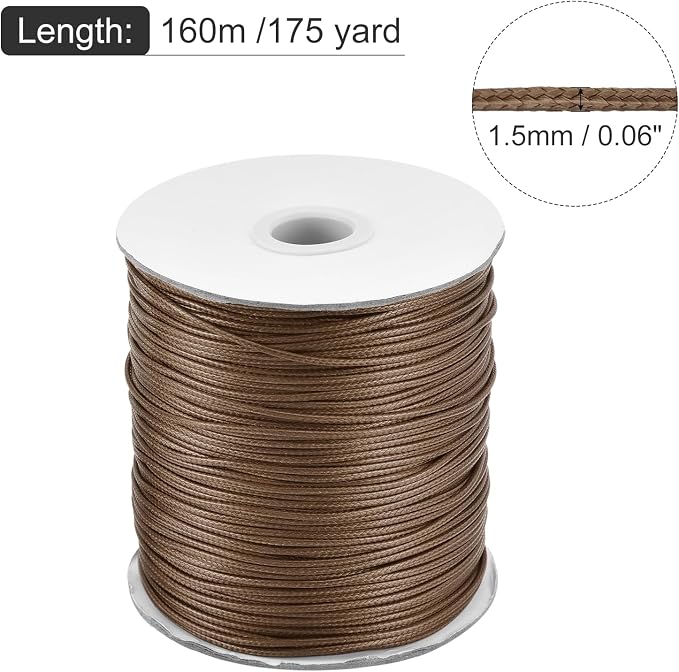 MECCANIXITY Waxed Cord 1.5mm Waxed Polyester Cord 175 Yard Wax String - Image 2