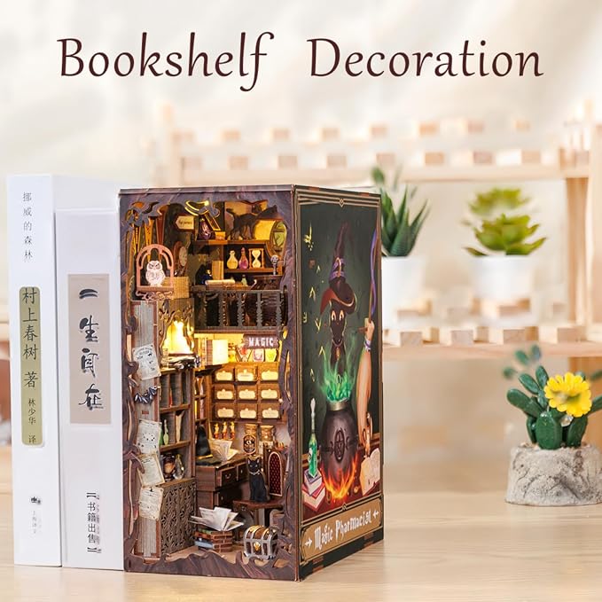 Fsolis Book Nook Kit, DIY Miniature House Kit 3D Wooden Puzzle Craft Kit - Image 4