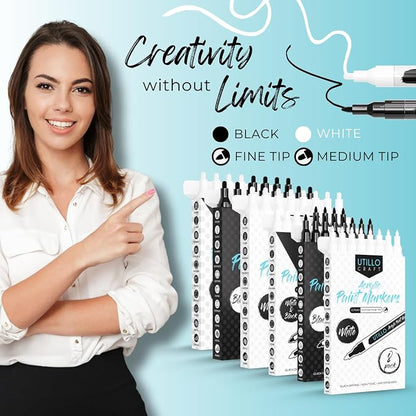 8-Pack White Paint Pens Extra Fine Tip Made in Japan | Bold Color + 100% - Image 7