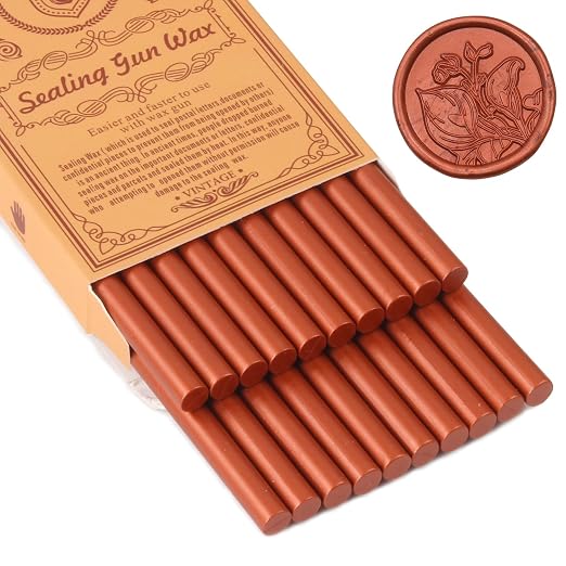 Red Gold Sealing Wax Sticks, WASOHLING 20Pcs Glue Gun Wax Seal Sticks by WASOHLING