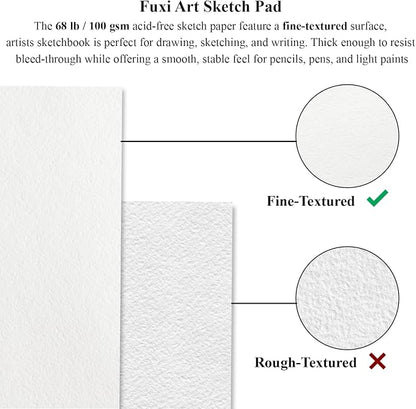 9" x 12" Sketch Book, Top Spiral Bound Sketch Pad, 2 Packs 100 Sheets Each - Image 5