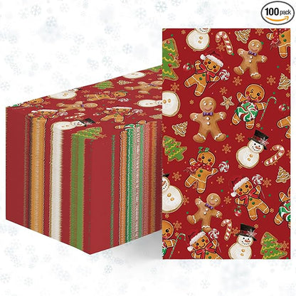 Horaldaily 100 Christmas Disposable Paper Decorative Guest Napkins, Gingerbread by Horaldaily