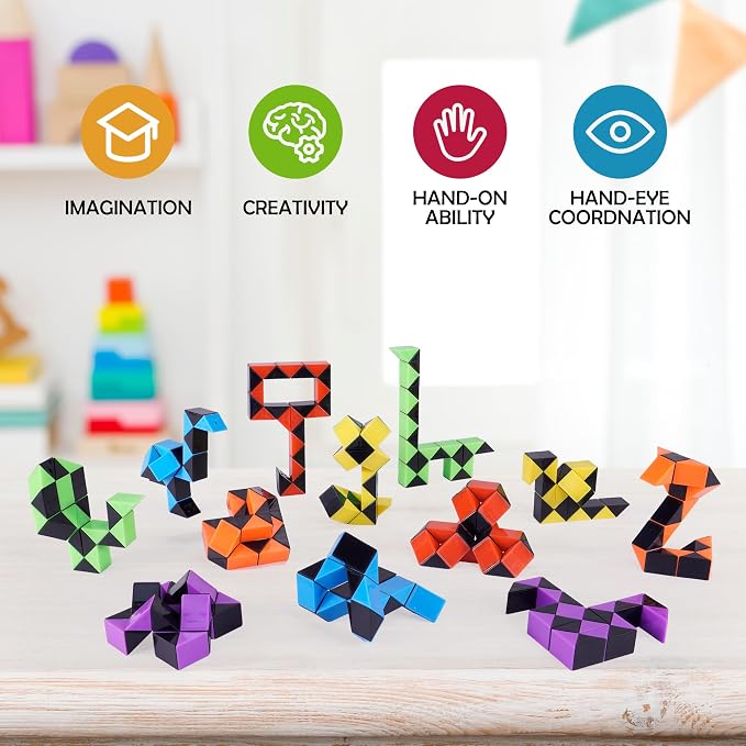 Ganowo 18 Pack Fidget Snake Cube Mini Twist Puzzle - Image 2