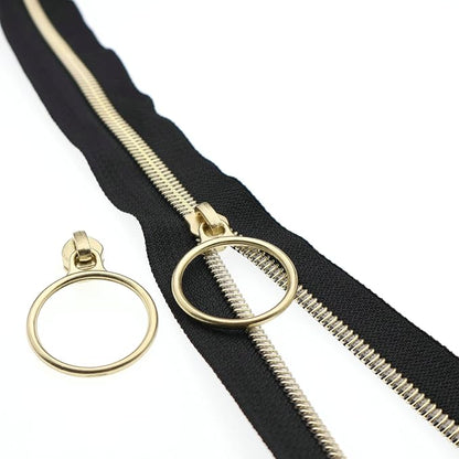 Leekayer #5 Metallic Nylon Coil Zippers by The Yard Bulk 10 Yards Black Zipper - Image 4