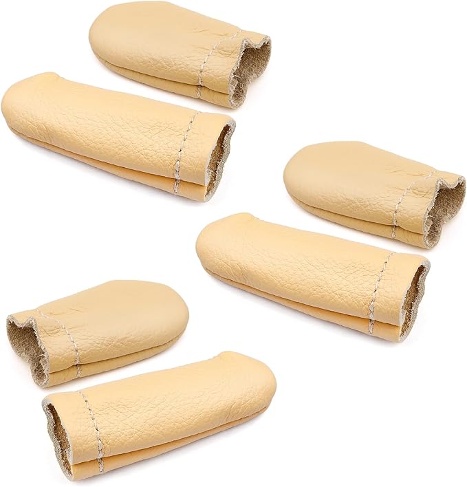 3 Pairs Leather Finger Protector Needle Felting Knitting Finger Thimble Guards by Mayboos