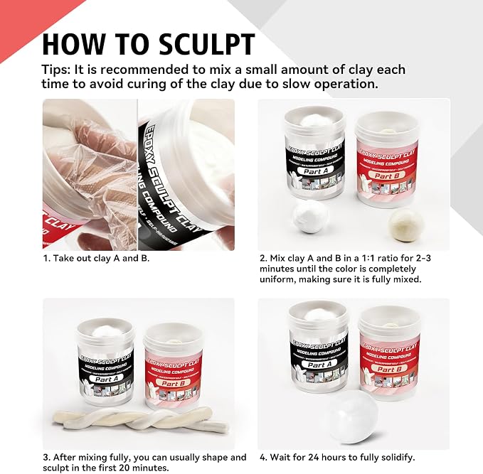 Epoxy Sculpt Clay, Self-Hardening Model Magic Sculpt Epoxy Clay, A&B 2 Part - Image 8