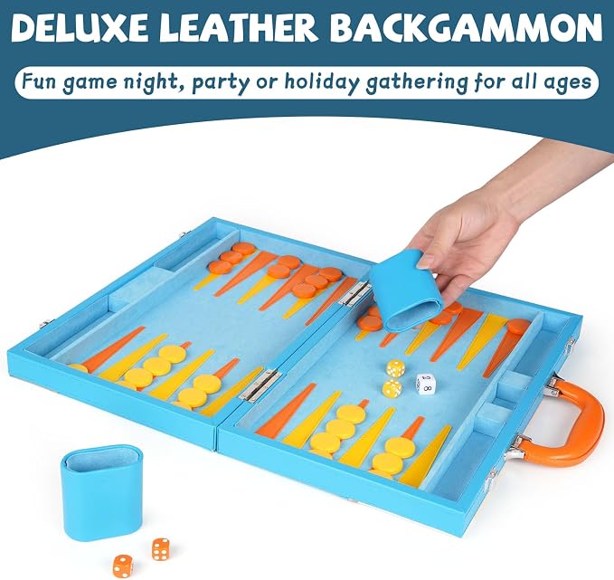 Backgammon Set, 15 Inches Classic Board Game - Image 2