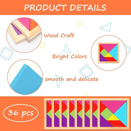 Shappy 36 Pieces Wooden Tangram Puzzles - Image 3