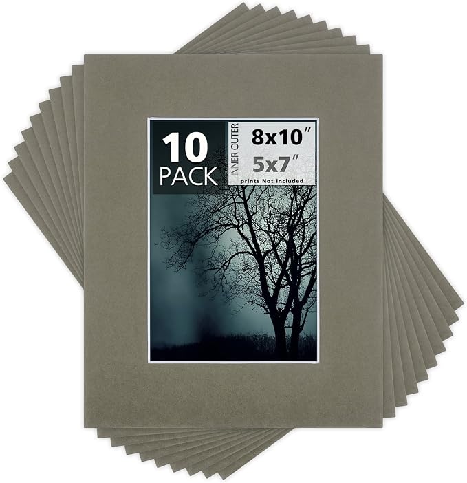 Mat Board Center, 8x10 for 5x7 Gray Color Mats by MatBoardCenter
