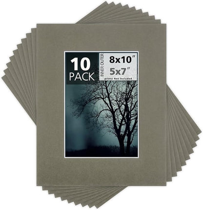 Mat Board Center, 8x10 for 5x7 Gray Color Mats by MatBoardCenter