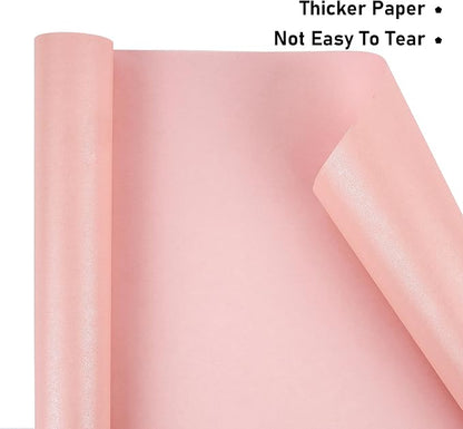 NESCCI Pink Matte Wrapping Paper, Solid Color Pearly-Lustre Paper-3 Roll - Image 3