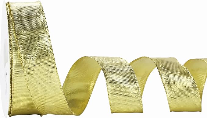 MEEDEE Gold Wired Woven Metallic Ribbon by MEEDEE