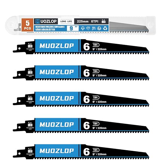 5 Pack 9 inch Reciprocating Saw Blades Set， 6 TPI High Carbon Saw Blades by Unknown