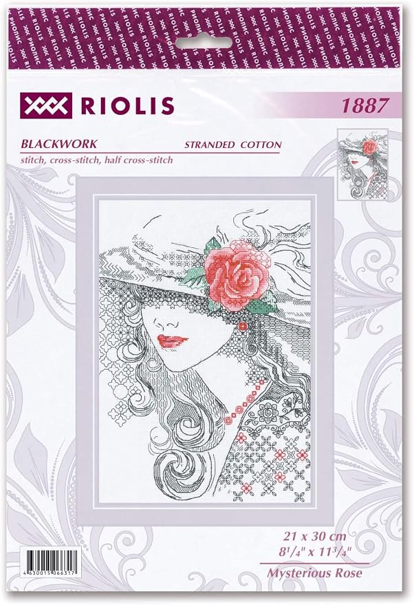 RIOLIS - Mysterious Rose 1887, Cross Stitch Kits 8¼" x 11¾", Cross Stitch Kits - Image 2