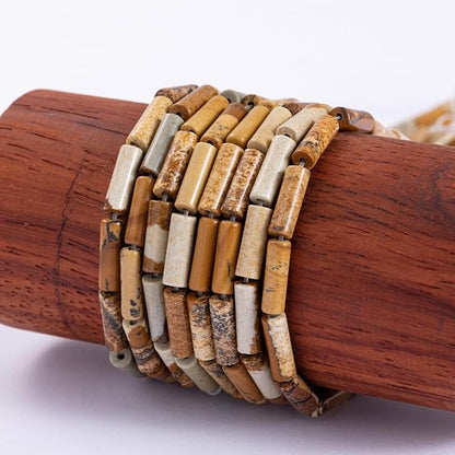 Natural Blown Picture Stone Cylinder Tube Beads 4x13mm 38cm/str Loose Semi - Image 5