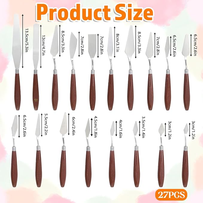 27 Piece Palette Knife Set, Stainless Steel Spatula Art Spatula Pallet Knife - Image 2