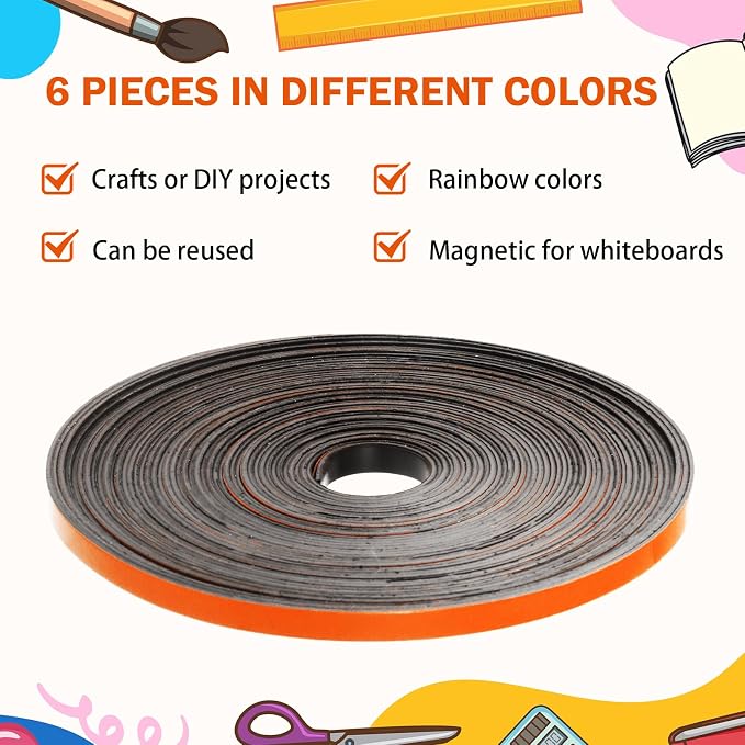 Magnetic Tape Roll Thin Strips, 0.39 Inch x 33 Feet Magnetic Board Dividers - Image 6