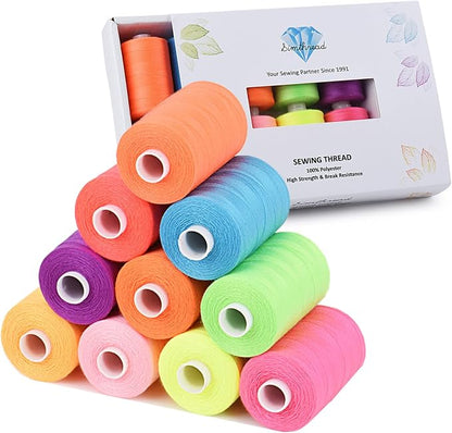 Simthread All Purpose Sewing Thread, 10 Spool Assorted Rainbow Series 1000 by Simthread