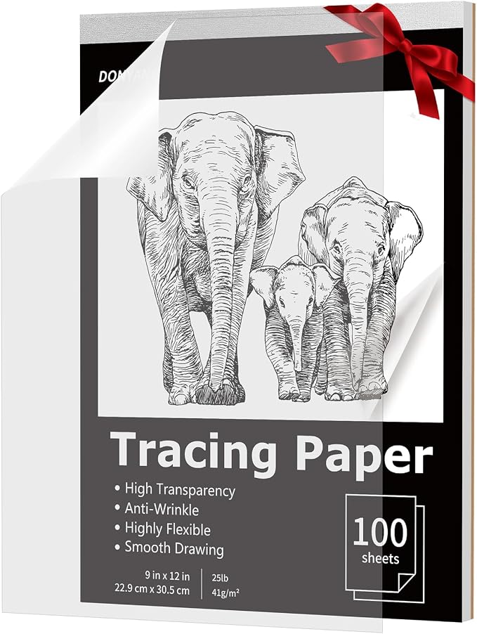 Tracing Paper 9"x12", 100 Sheets Transparent Vellum Paper by Donyang