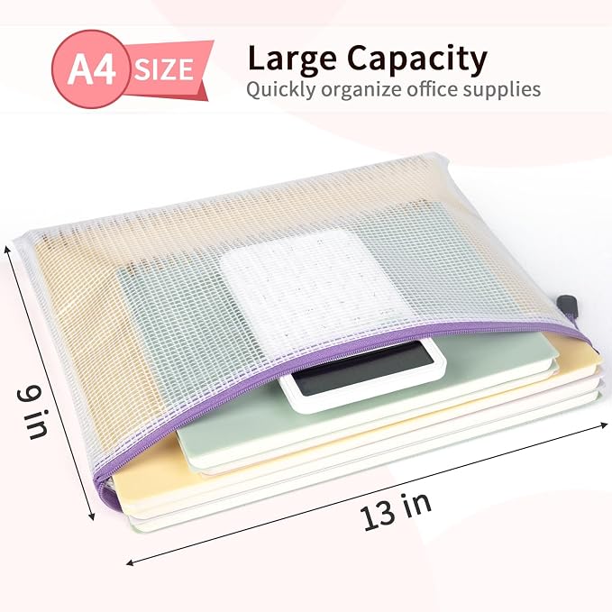 Umriox Mesh Zipper Pouch Puzzle Bags, 13.0x9.0 in, Letter Size A4 Size Zipper - Image 2