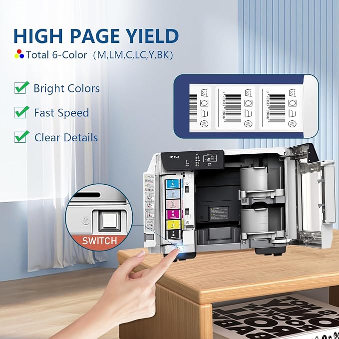 PP-50 PP-100 Ink Cartridges 6 Color Set PJIC1 PJIC2 PJIC3 PJIC4 PJIC5 PJIC6 - Image 5