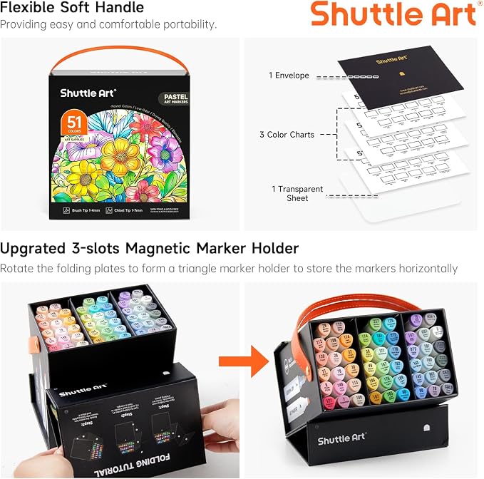 Shuttle Art Pastel Alcohol Markers Brush tip, Dual Tip Brush & Chisel Tip Art - Image 5