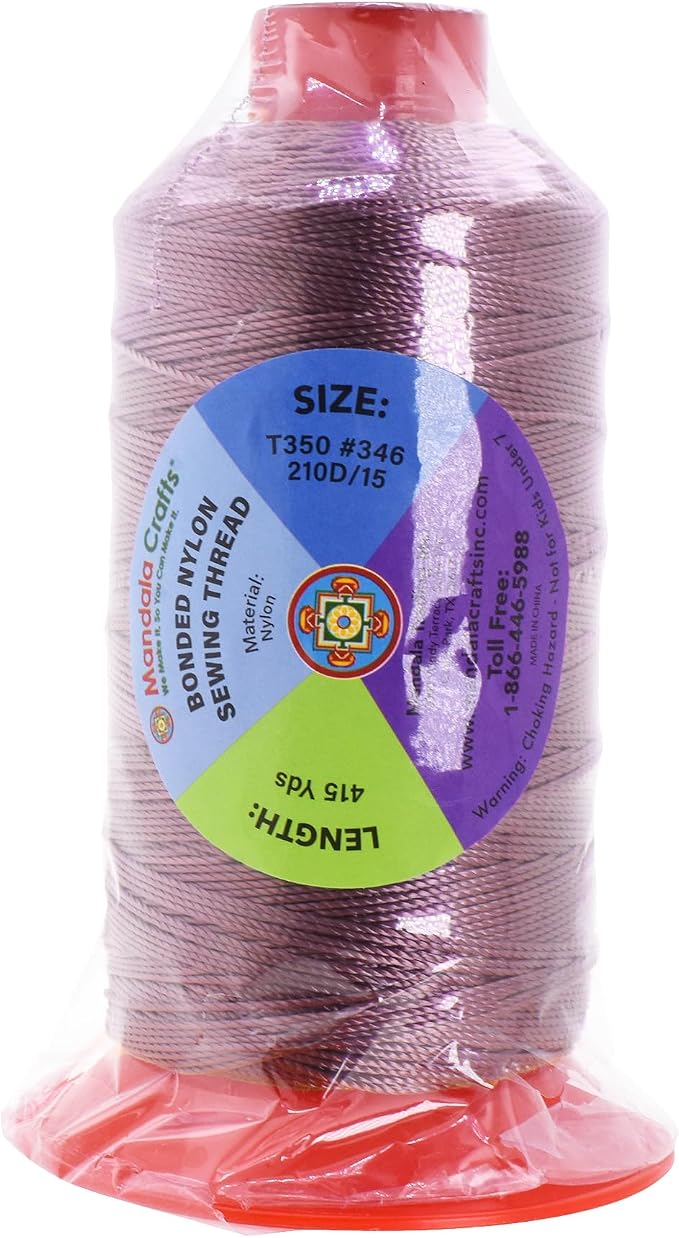 Mandala Crafts Bonded Nylon Thread Mauve Heavy Duty Sewing Threads - Image 3